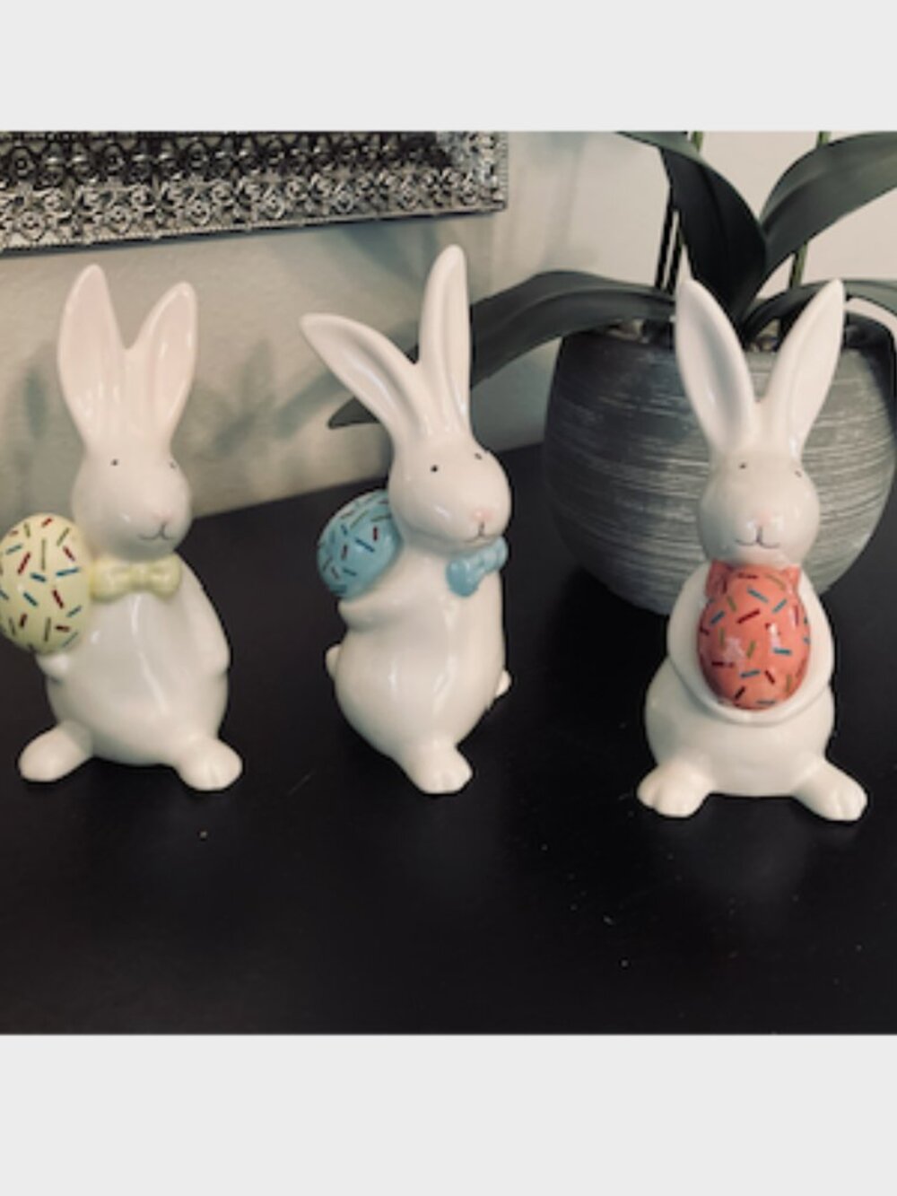 Set of Three Ceramic Easter Bunnies